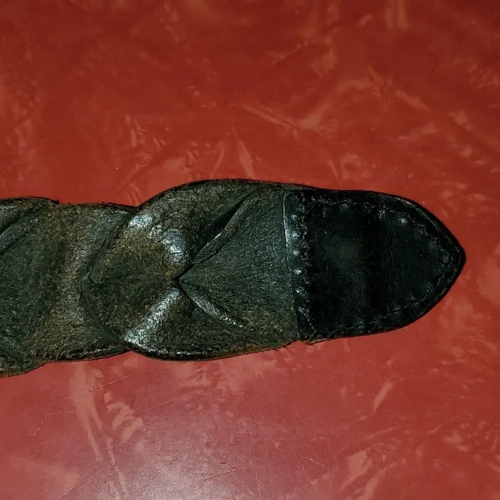 Vintage Brighton Black Leather Woven Belt 36